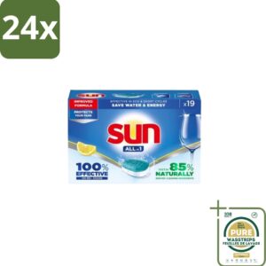 Sun - Vaatwastabletten - All-in-1 Citroen - 19 tabletten - Voordeelverpakking - 24 stuks - Reinigingstabletten - Vaatwasmiddel (8155361713266)