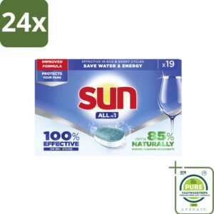 Sun - Vaatwastabletten - All-in-1 Neutraal - 19 tabletten - Voordeelverpakking - 24 stuks - Vaatwasmiddel - Vaatwastablet (8087061453596)