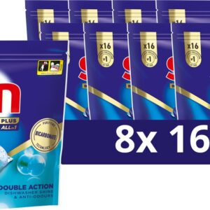 Sun - Vaatwastabletten - Brilliant Shine Plus - All-in 1 - 128 Capsules - Voordeelverpakking (8720181775208)