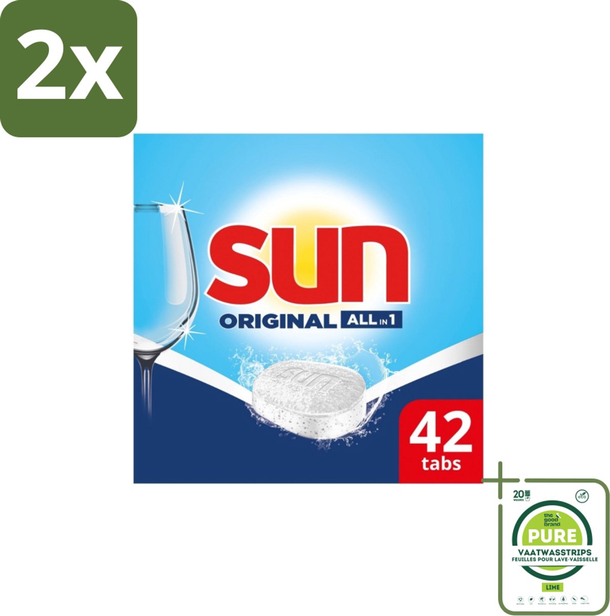 Sun - Vaatwastabletten - Original - 42 tabletten - Voordeelverpakking - 2 stuks - Vaatwastabletten - Vaatwasser (8130868329448)
