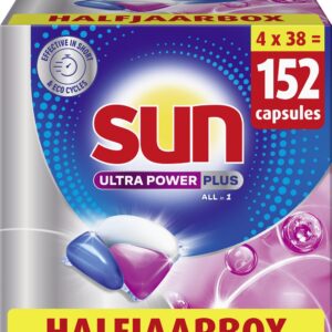 Sun - Vaatwastabletten - Ultra Power Plus - All-in 1 - 152 Capsules - Halfjaarbox (8584057069538)
