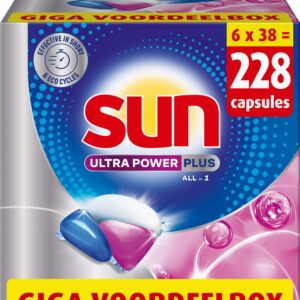 Sun - Vaatwastabletten - Ultra Power Plus - All-in 1 - 228 Capsules - Voordeelverpakking (8721497017976)