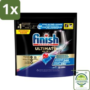 1 x Finish Powerball - Ultimate All in 1 - Vaatwastabletten - Activelift - 15 Capsules - Vaatwastabletten - Vaatwassertabletten - Finish Quantum - Activelift - Glans (8017551500059)