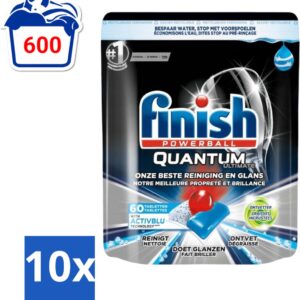 10 x Finish Powerball - Quantum Ultimate - Vaatwastabletten - Ontvetter - 60 Tabletten - Vaatwasmiddel - Vaatwastablet - Ontvetter - Vaat Reinigen - Vaatwasser (8721418086630)