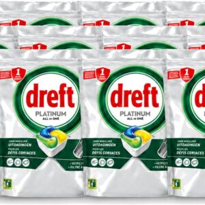 12 x Dreft - Vaatwastabletten - All-in-One Platinum - Lemon - 59 Tabletten - Voordeelverpakking - 12 stuks (8721643094417)