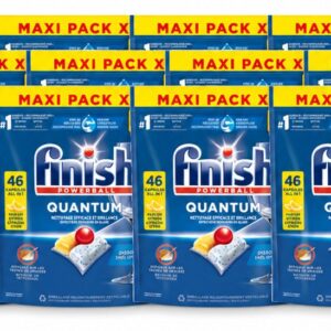 12 x Finish - Vaatwasmiddel - Quantum Vaatwastabletten Citroen - Diepe Reiniging & Frisheid - 46 capsules - Voordeelverpakking - 12 stuks (8721643154012)