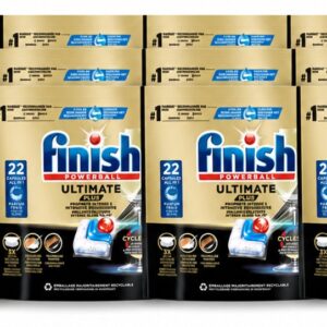 12 x Finish - Vaatwasmiddel - Ultimate Plus Vaatwastabletten Regular - Krachtige Alles-in-1 Reiniging - 22 capsules - Voordeelverpakking - 12 stuks (8721643154036)