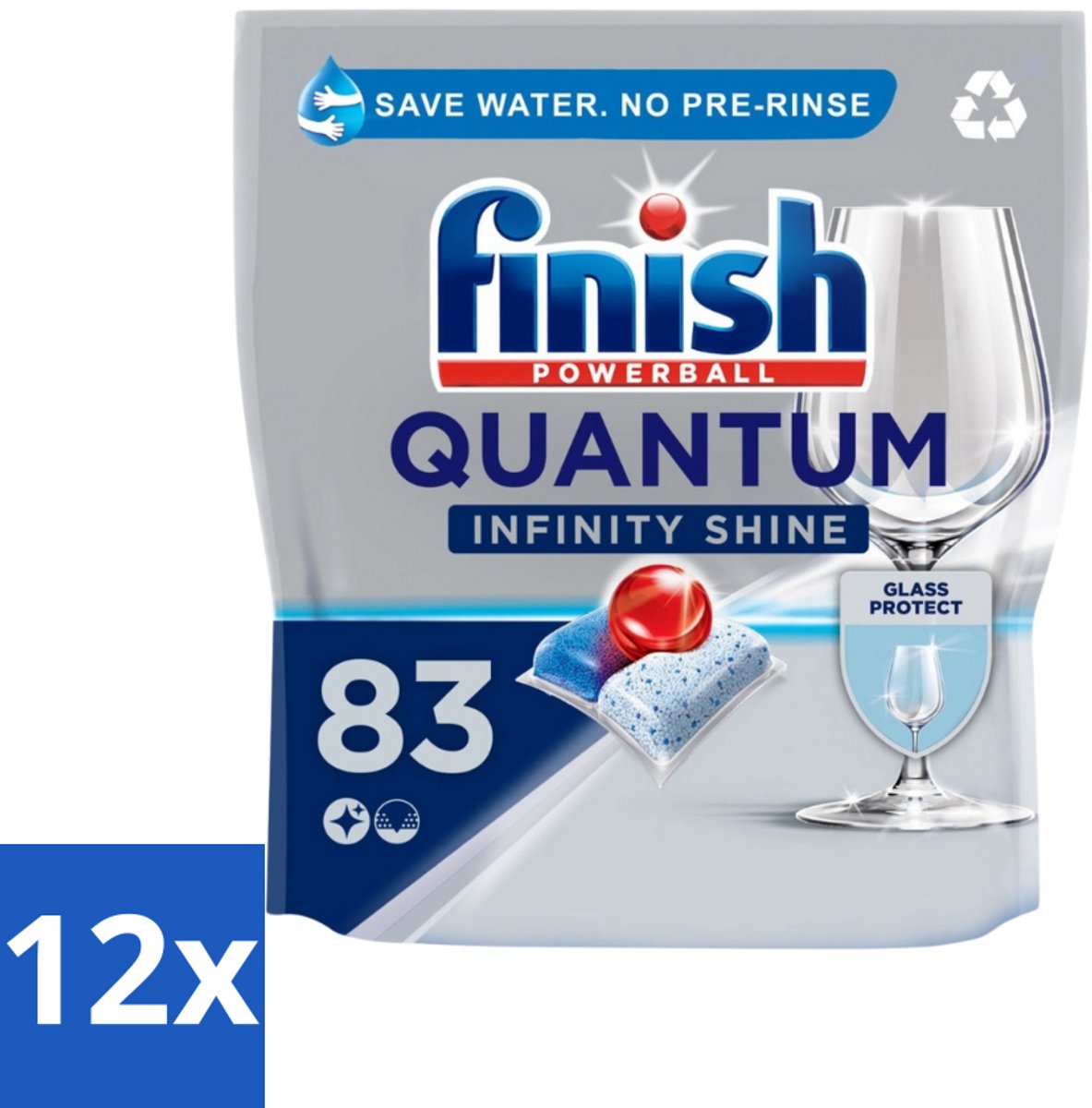 12 x Finish - Vaatwastabletten - Quantum Infinity Shine - 83 Capsules - Vaatwastabletten - Vaatwasser - Glasbescherming - Glans - Diepe Reiniging (8721418053106)