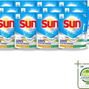 12 x Sun All-in-1 - Eco Label - Vaatwastabletten - 78 Tabletten - Grootverpakking - Vaatwastabletten - Milieuvriendelijke Vaatwas - Eco Label - Vaatwasser Tabletten - Vet Verwijderen (8721643042319)