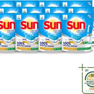 12 x Sun All-in-1 - Eco Label - Vaatwastabletten - 78 Tabletten - Vaatwastabletten - Milieuvriendelijke Vaatwas - Eco Label - Vaatwasser Tabletten - Vet Verwijderen (8721643064182)