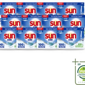 12 x Sun - Vaatwastabletten - All-in-1 Neutraal - 19 tabletten - Grootverpakking - Vaatwasmiddel - Vaatwastablet - Vaatwasmiddel Neutraal - Vaatwasmiddel Eco - Vaatwasmiddel Natuurlijk (8721643203550)