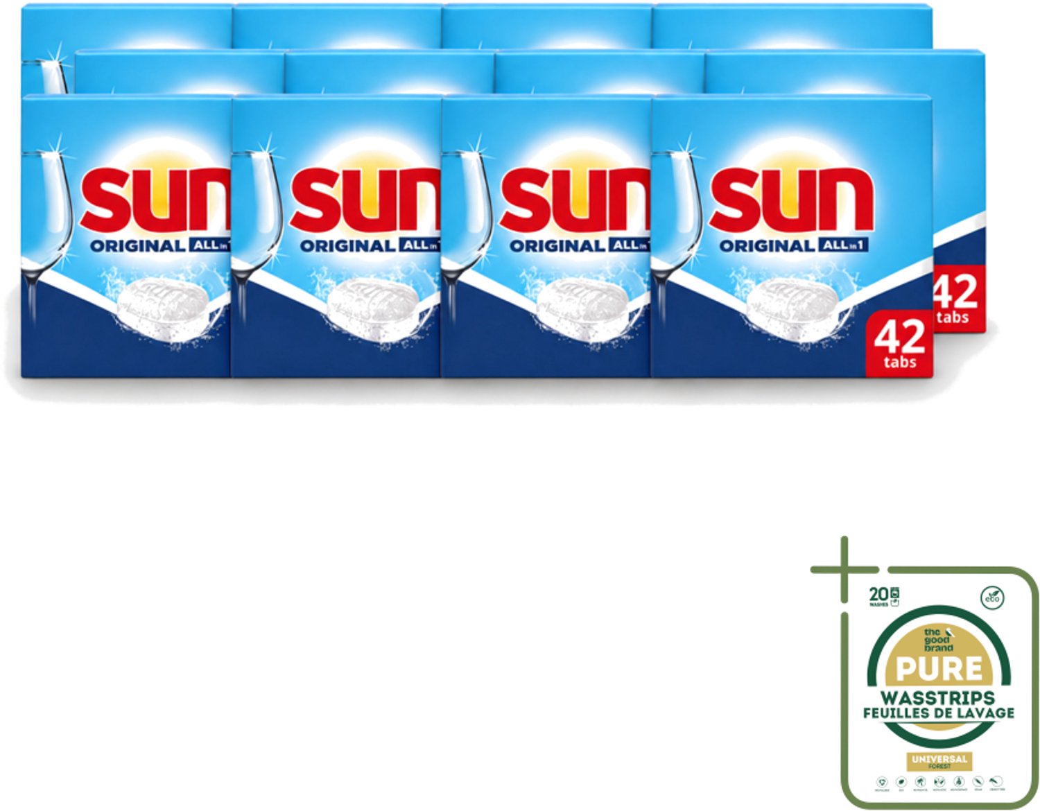 12 x Sun - Vaatwastabletten - Original - 42 tabletten - Vaatwastabletten - Vaatwasser - Reiniging - Vaatwastablet - Vaatwastabletten Original (8721643113002)