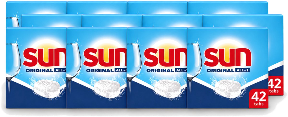12 x Sun - Vaatwastabletten - Original - 42 tabletten - Voordeelverpakking - 12 stuks (8721643095780)