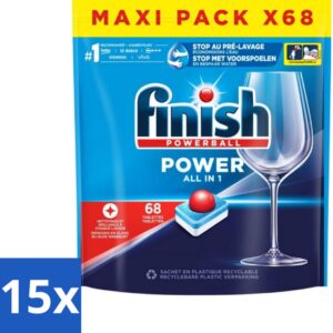 15 x Finish Powerball - Power All in 1 - Vaatwastabletten - Reiniging & Glans - 68 Tabletten - Vaatwastabletten - Vaatwasmiddel - Reiniging - Vaatwasser - Anti-kalk (8721418099746)