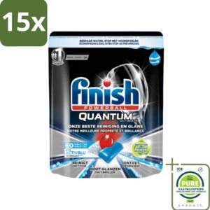 15 x Finish Powerball - Quantum Ultimate - Vaatwastabletten - Ontvetter - 60 Tabletten - Grootverpakking - Vaatwastabletten - Vaatwasser Tabletten - Ontvetter - Diepe Reiniging - Quantum Technologie (8017551716962)