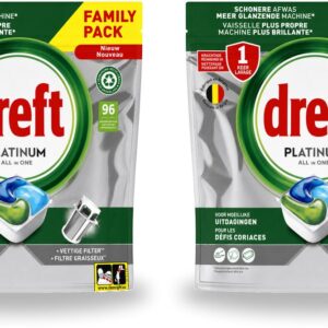 2 x Dreft - Vaatwastabletten - Platinum All-in-One Origineel - Grootverpakking - 96 Tabletten - Bulkverpakking - 2 stuks (8721643153480)