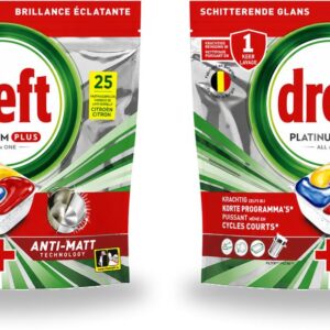 2 x Dreft - Vaatwastabletten - Platinum Plus All-in-One Citroen - Frisse geur - 25 Tabletten - Bulkverpakking - 2 stuks (8721643153510)