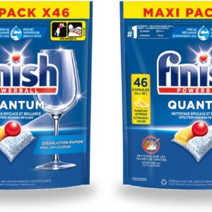 2 x Finish - Vaatwasmiddel - Quantum Vaatwastabletten Citroen - Diepe Reiniging & Frisheid - 46 capsules - Bulkverpakking - 2 stuks (8721643167555)