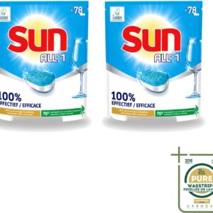 2 x Sun All-in-1 - Eco Label - Vaatwastabletten - 78 Tabletten - Vaatwastabletten - Milieuvriendelijke Vaatwas - Eco Label - Vaatwasser Tabletten - Vet Verwijderen (8721643724499)