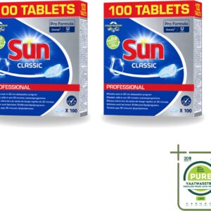 2 x Sun Classic - Pro Formula - Vaatwastabletten - 100 Tabletten - Grootverpakking - Vaatwastabletten - Vaatwasser - Reiniging - Vlekken Verwijderen - Kalkaanslag (8721643717231)