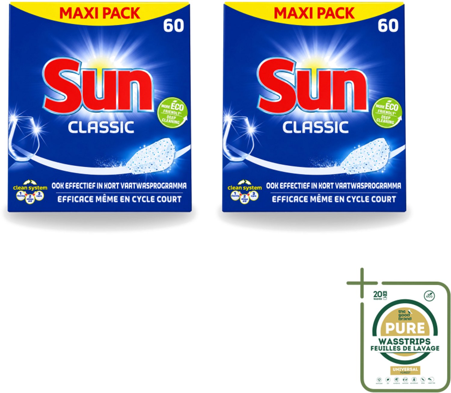 2 x Sun Classic - Vaatwastabletten - Eco - Voordeelverpakking - 60 Tabletten - Vaatwastabletten - Vaatwasser - Reiniging - Vaatwasmiddel - Eco-formule (8721643724512)