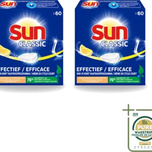2 x Sun Classic - Vaatwastabletten - Voordeelverpakking - Citroen - 60 Tabletten - Vaatwastabletten - Citroengeur - Vaatwasser - Fosfaatvrije - Milieuvriendelijk (8721643724505)