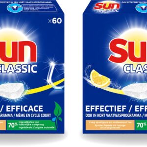 2 x Sun Classic - Vaatwastabletten - Voordeelverpakking - Citroen - 60 Tabletten - Voordeelverpakking - 2 stuks (8721643710041)