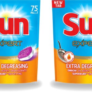 2 x Sun Expert - All-in-1 - Vaatwastabletten - Extra Ontvettend - 75 Tabletten - Voordeelverpakking - 2 stuks (8721643710010)