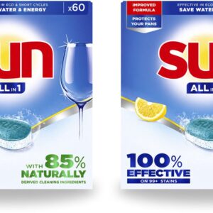 2 x Sun - Vaatwastabletten - All-in-1 Citroen - 60 tabletten - Voordeelverpakking - 2 stuks (8721643281183)
