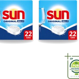 2 x Sun - Vaatwastabletten - All-in-1 Original - 22 tabletten - Grootverpakking - Vaatwastabletten - Vaatwassen - Reiniging - Glans - Spoelglans (8721643738533)