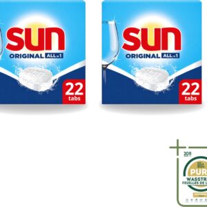 2 x Sun - Vaatwastabletten - All-in-1 Original - 22 tabletten - Vaatwastabletten - Vaatwassen - Reiniging - Glans - Spoelglans (8721643741397)