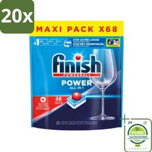 20 x Finish Powerball - Power All in 1 - Vaatwastabletten - Reiniging & Glans - 68 Tabletten - Grootverpakking - Vaatwastabletten - Vaatwasser - Diepe Reiniging - Glanzend Resultaat - Alles-in-één (8017551742053)
