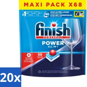 20 x Finish Powerball - Power All in 1 - Vaatwastabletten - Reiniging & Glans - 68 Tabletten - Vaatwastabletten - Vaatwasmiddel - Reiniging - Vaatwasser - Anti-kalk (8721418111448)