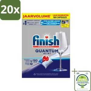 20 x Finish Powerball - Quantum All in 1 - Vaatwastabletten - 180 Tabletten - Grootverpakking - Vaatwascapsules - Diepe Reiniging - Glans - Vaatwasser - Finish Quantum (8017551742329)