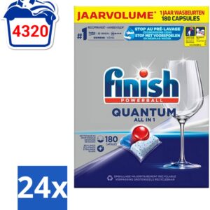 24 x Finish Powerball - Quantum All in 1 - Vaatwastabletten - 180 Tabletten - Vaatwascapsules - Diepe Reiniging - Glans - Vaatwasser - Finish Quantum (8005756671810)
