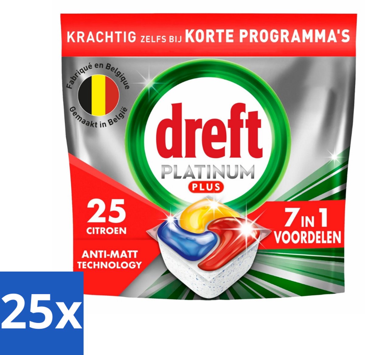 25 x Dreft - Vaatwastabletten - Platinum Plus All-in-One Citroen - Frisse geur - 25 Tabletten - Vaatwasmiddel - Anti-dofheid - Glans Herstellen - Vaatwasmachine - Vaatwastablet (8721418569584)