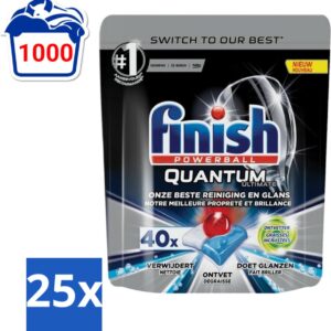 25 x Finish Powerball - Quantum Ultimate - Vaatwastabletten - Ontvetter - 40 Tabletten - Vaatwasmiddel - Vaatwastablet - Ontvetter - Vaatwasser - Vetverwijdering (8721418123137)