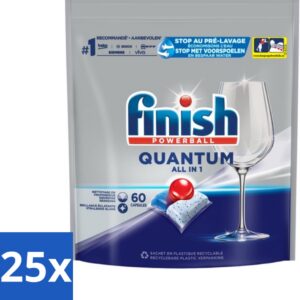 25 x Finish - Vaatwastabletten - Quantum All-in-1 - 60 Capsules - Vaatwastabletten - Vaatwassen - Reiniging - Glans - Vet Verwijderen (8721418123182)