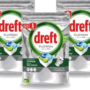 3 x Dreft - Vaatwastabletten - Platinum All-in-One Original - 59 Tabletten - Bulkverpakking - 3 stuks (8721643088683)