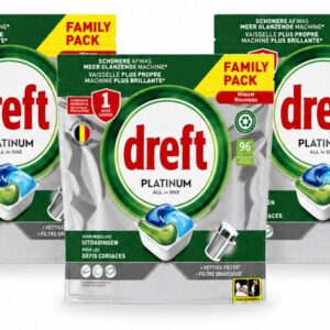 3 x Dreft - Vaatwastabletten - Platinum All-in-One Origineel - Grootverpakking - 96 Tabletten - Bulkverpakking - 3 stuks (8721643124138)