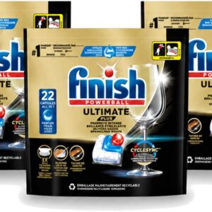 3 x Finish - Vaatwasmiddel - Ultimate Plus Vaatwastabletten Regular - Krachtige Alles-in-1 Reiniging - 22 capsules - Bulkverpakking - 3 stuks (8721643125739)