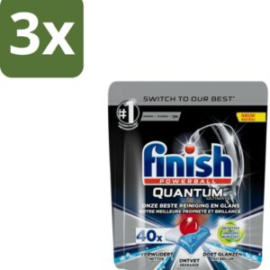 3 x Finish - Vaatwastabletten - Quantum Ultimate Ontvetter - 40 Capsules - Vaatwasmiddel - Vaatwastablet - Ontvetter - Vetverwijderen - Glans (8721418701267)