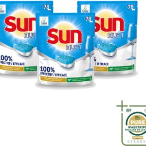 3 x Sun All-in-1 - Eco Label - Vaatwastabletten - 78 Tabletten - Vaatwastabletten - Milieuvriendelijke Vaatwas - Eco Label - Vaatwasser Tabletten - Vet Verwijderen (8721643049608)