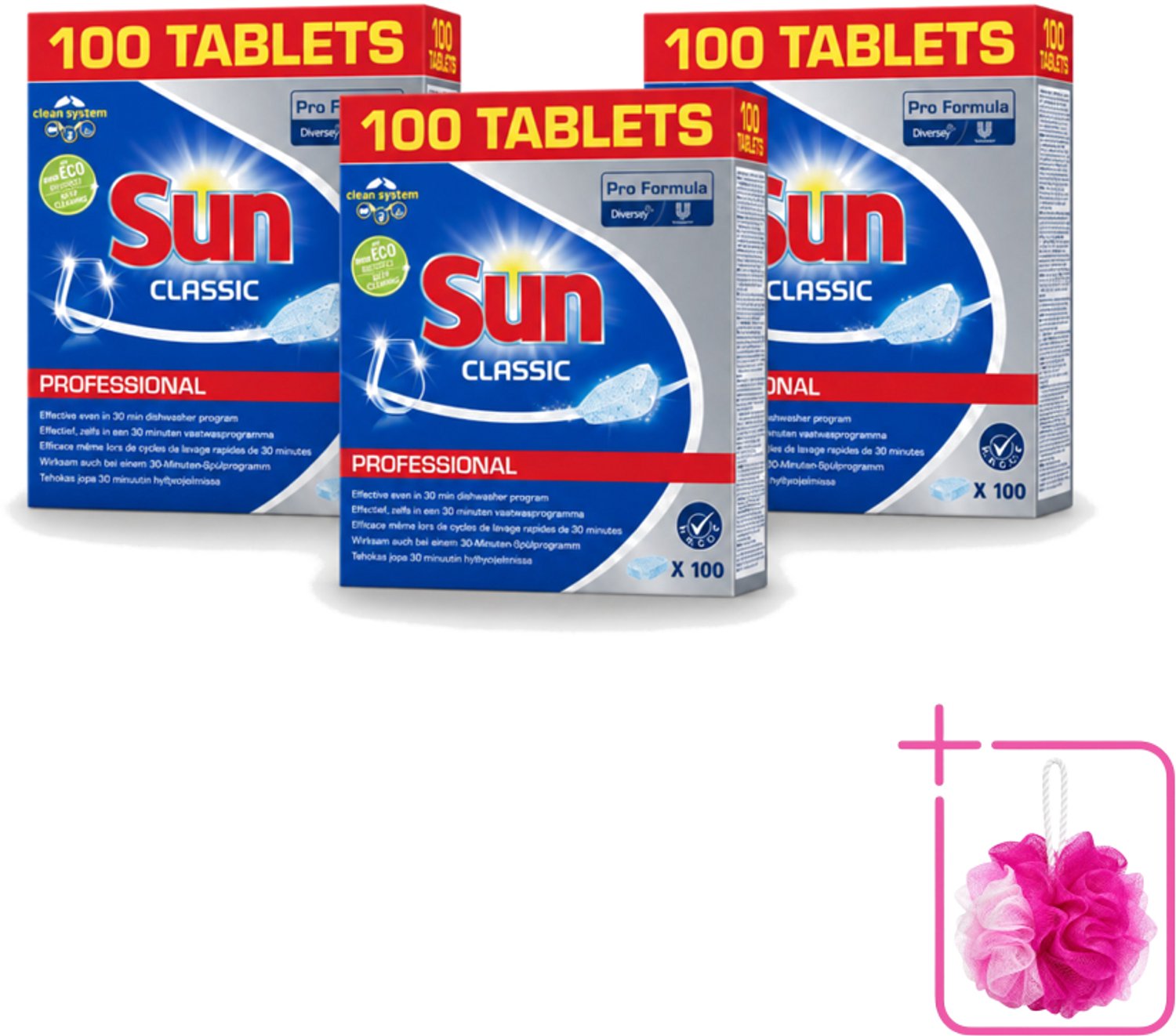 3 x Sun Classic - Pro Formula - Vaatwastabletten - 100 Tabletten - Bulkverpakking - Vaatwastabletten - Vaatwasser (8721643071449)