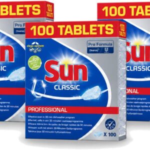 3 x Sun Classic - Pro Formula - Vaatwastabletten - 100 Tabletten - Voordeelverpakking - 3 stuks (8721643005833)