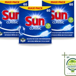 3 x Sun Classic - Vaatwastabletten - Eco - Voordeelverpakking - 60 Tabletten - Grootverpakking - Vaatwastabletten - Vaatwasser - Reiniging - Vaatwasmiddel - Eco-formule (8721643027750)