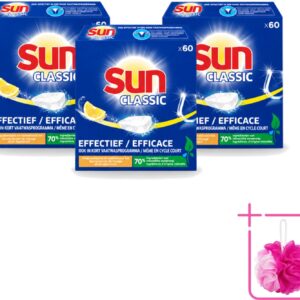 3 x Sun Classic - Vaatwastabletten - Voordeelverpakking - Citroen - 60 Tabletten - Bulkverpakking - Vaatwastabletten - Citroengeur (8721643071487)
