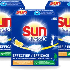 3 x Sun Classic - Vaatwastabletten - Voordeelverpakking - Citroen - 60 Tabletten - Voordeelverpakking - 3 stuks (8721643005871)