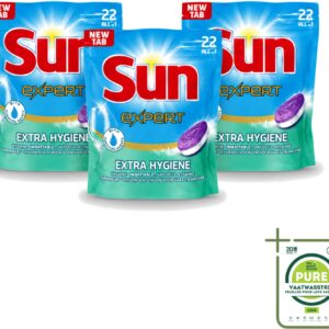 3 x Sun Expert - Extra Hygiëne - Vaatwastabletten - 22 Tabletten - Grootverpakking - Vaatwastabletten - Hygiëne - Vaatwasser - Reiniging - Kalk (8721643027767)
