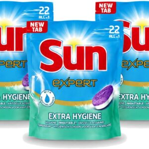 3 x Sun Expert - Extra Hygiëne - Vaatwastabletten - 22 Tabletten - Voordeelverpakking - 3 stuks (8721643005895)